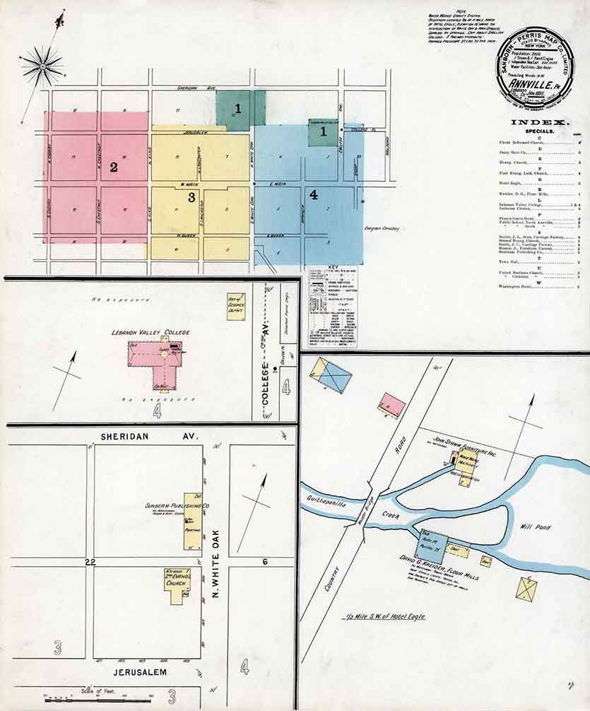 1895 Sanborn Map of Annville Lebanon County Pennsylvania