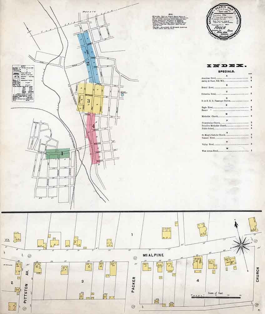 1896 Sanborn Map of Avoca Luzerne County Pennsylvania