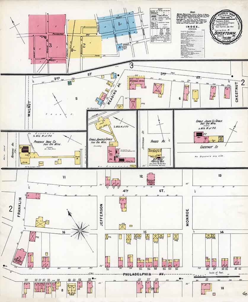1896 Sanborn Map of Boyertown Berks County Pennsylvania
