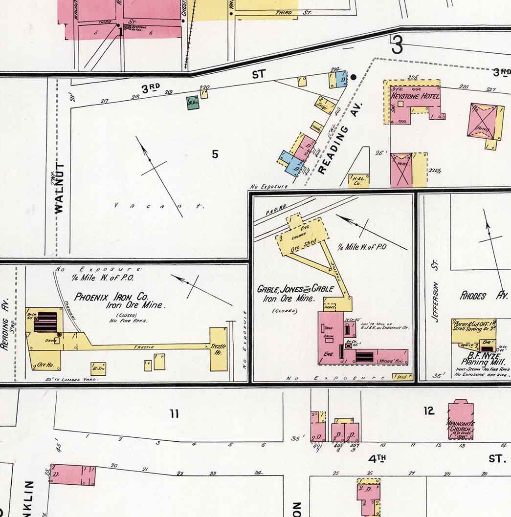 1896 Sanborn Map of Boyertown Berks County Pennsylvania
