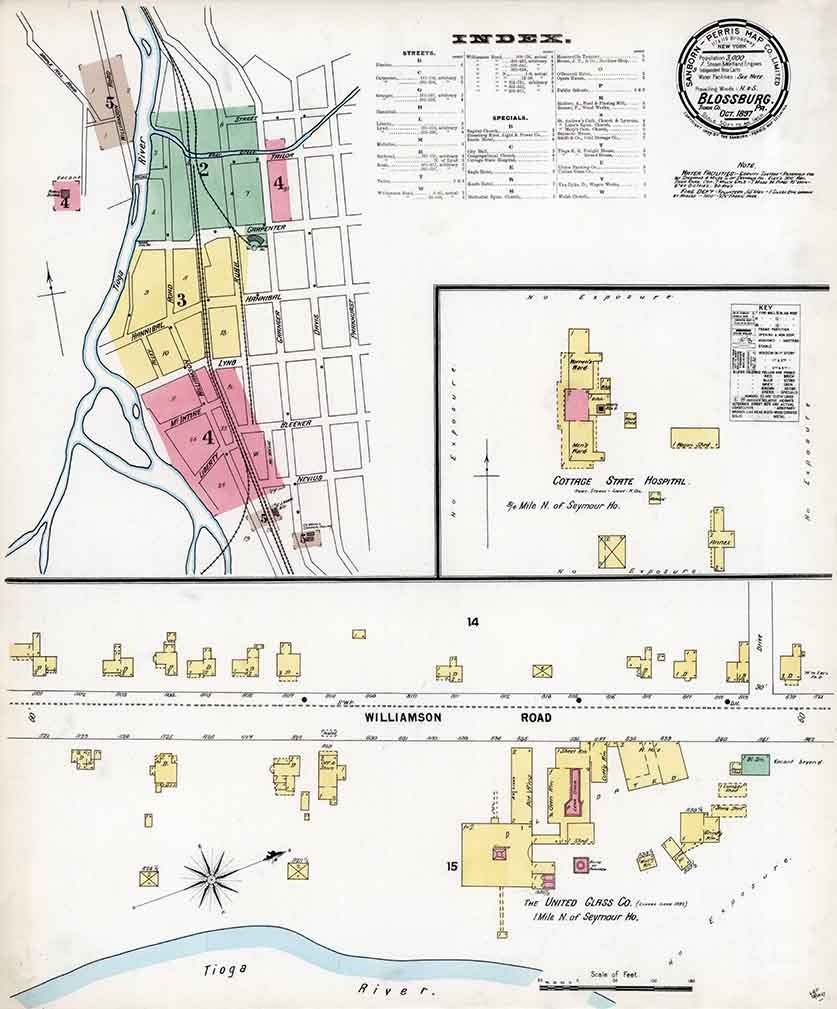 1897 Sanborn Map of Blossburg Tioga County Pennsylvania