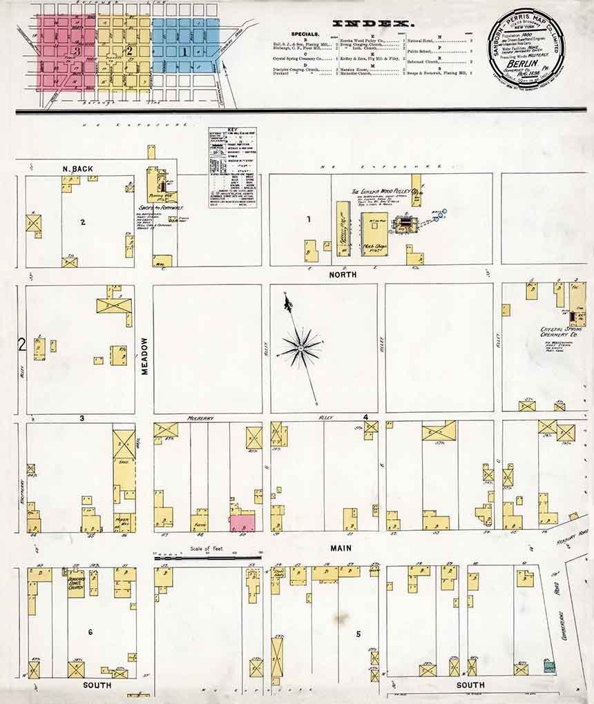 1898 Sanborn Map of Berlin Somerset County Pennsylvania