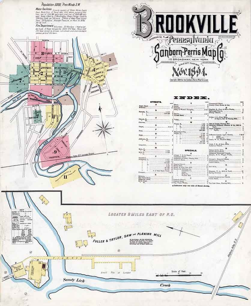 1894 Sanborn Map of Brookville Jefferson County Pennsylvania