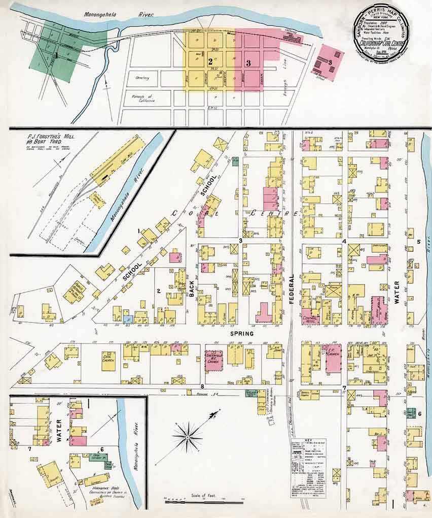 1896 Sanborn Map of California Washington County Pennsylvania