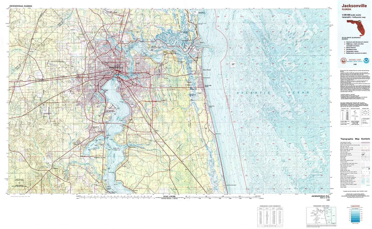 1980 Topo Map of Jacksonville Florida