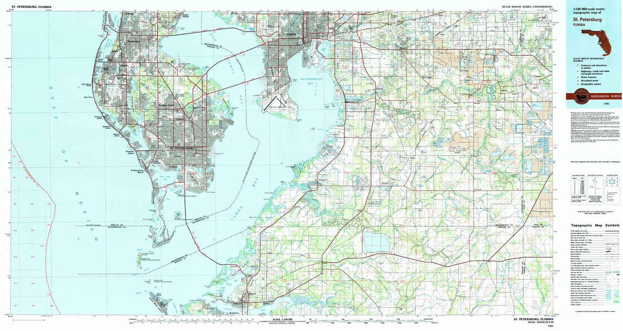 1981 Topo Map of St Petersburg Florida