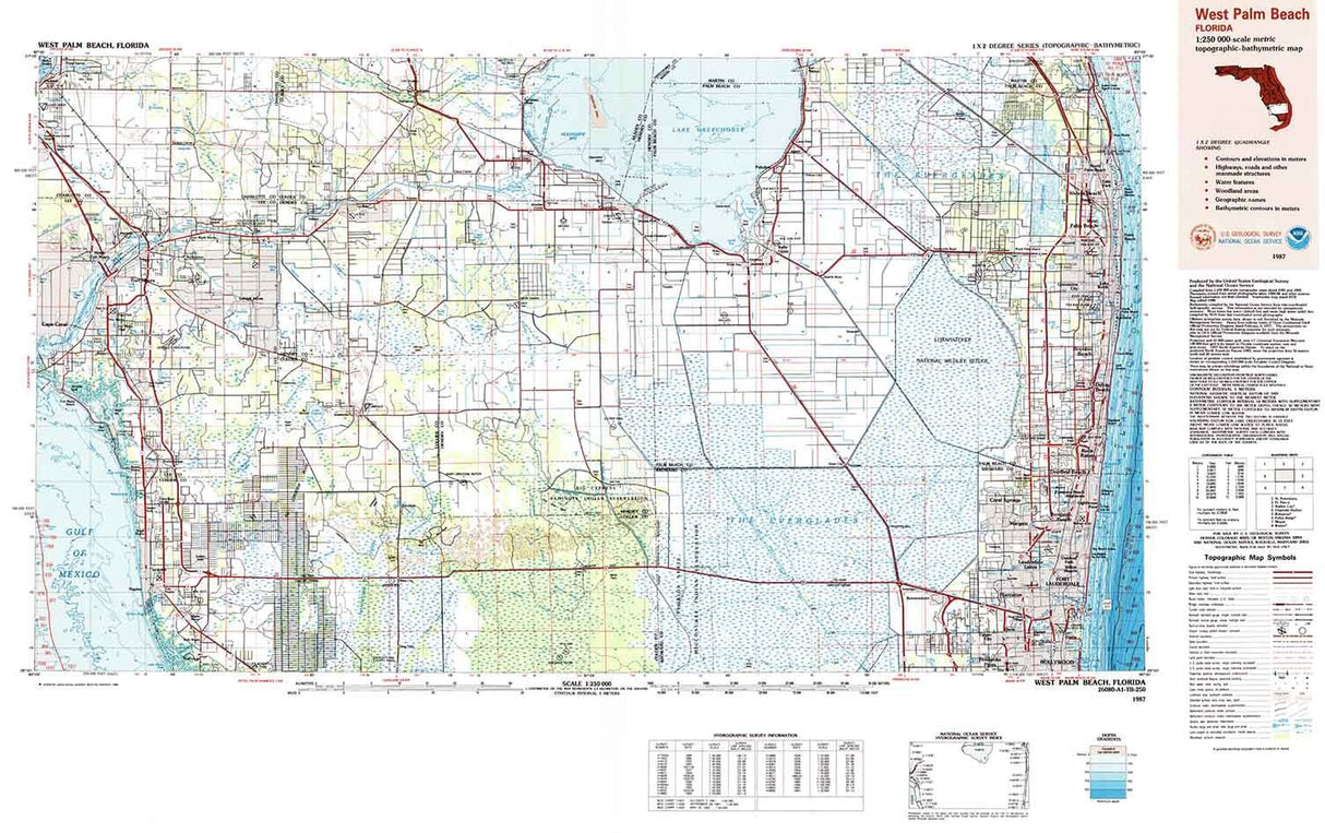 1987 Topo Map of West Palm Beach Florida