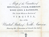 1837 Map of Monongahela Tyler Harrison Wood Lewis & Randolph County West Virginia