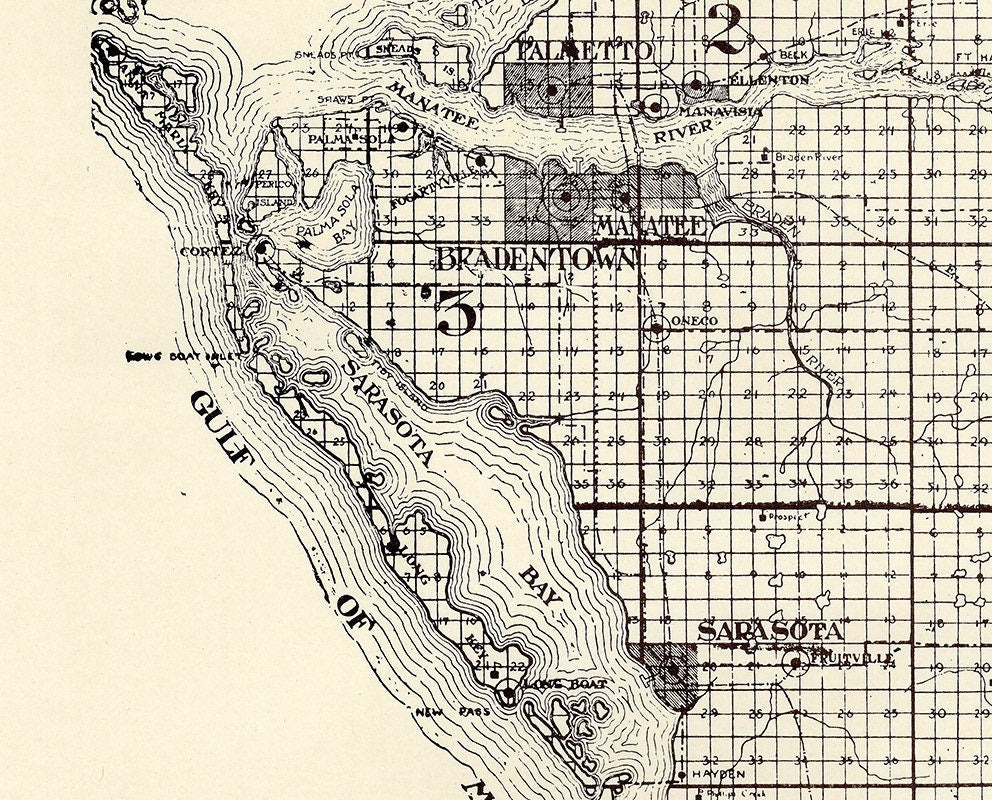 1914 Map of Manatee County Florida