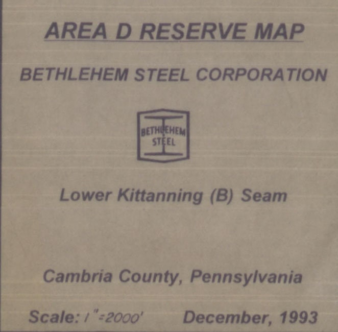 1993 Coal Mine Map of Bethlehem Steel Corporation Johnstown Cambria County Pa