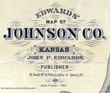 1886 Farm Line Map of Johnson County Kansas