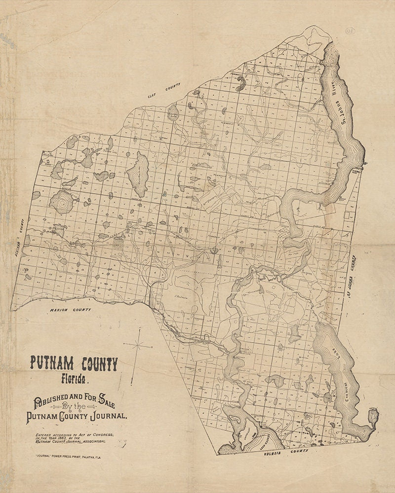 1883 Map of Putnam County Florida