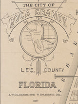 1887 Map of Boca Grande Lee County Florida