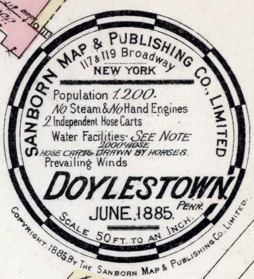 1885 Town Map of Doylestown Bucks County Pennsylvania
