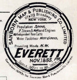 1885 Town Map of Everett Bedford County Pennsylvania