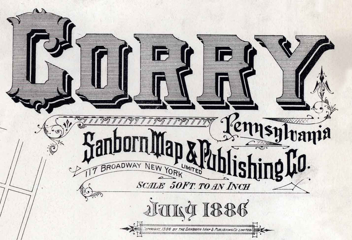 1886 Town Map of Corry Erie County Pennsylvania