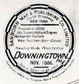 1886 Town Map of Downingtown Chester County Pennsylvania