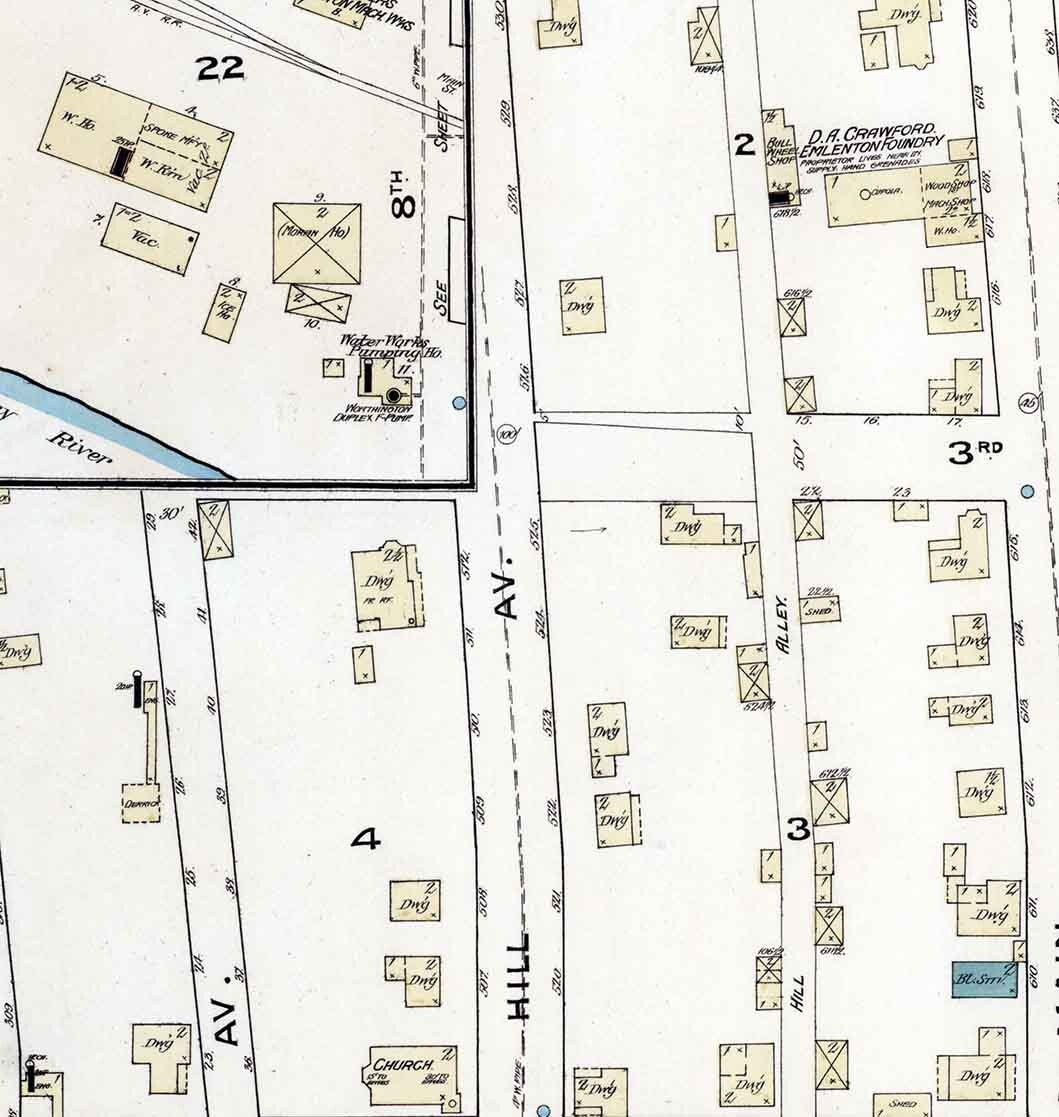 1886 Town Map of Emlenton Venango County Pennsylvania