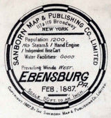1887 Town Map of Ebensburg Cambria County Pennsylvania