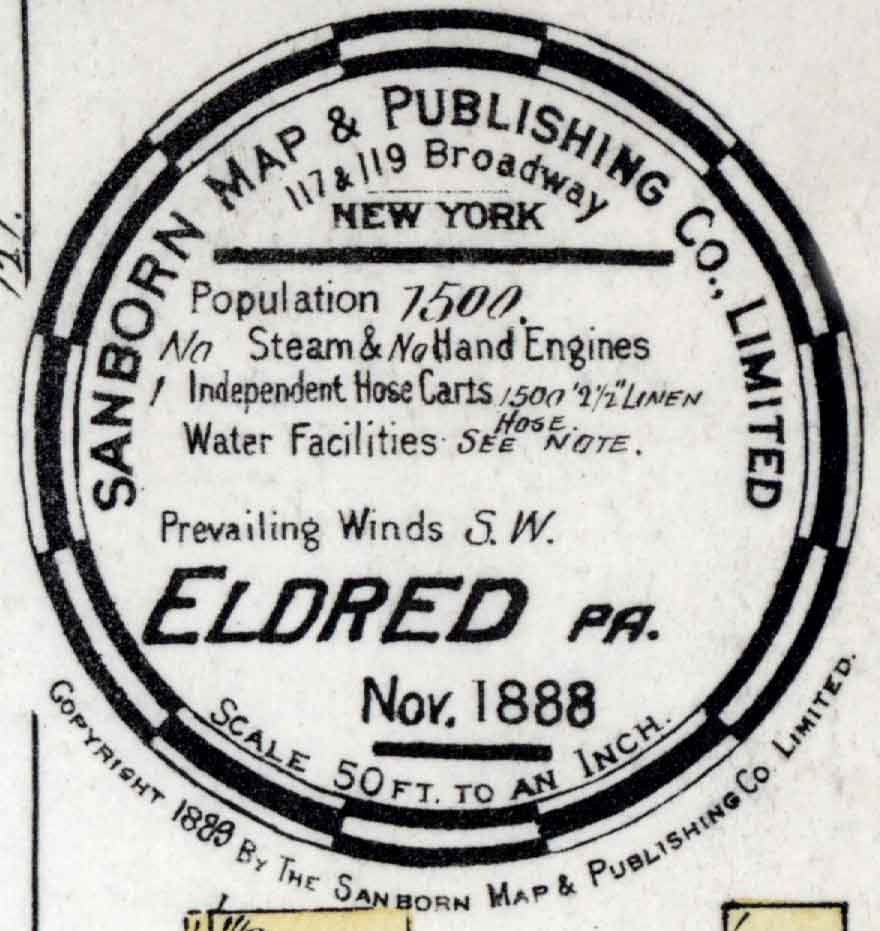 1888 Town Map of Eldred McKean County Pennsylvania