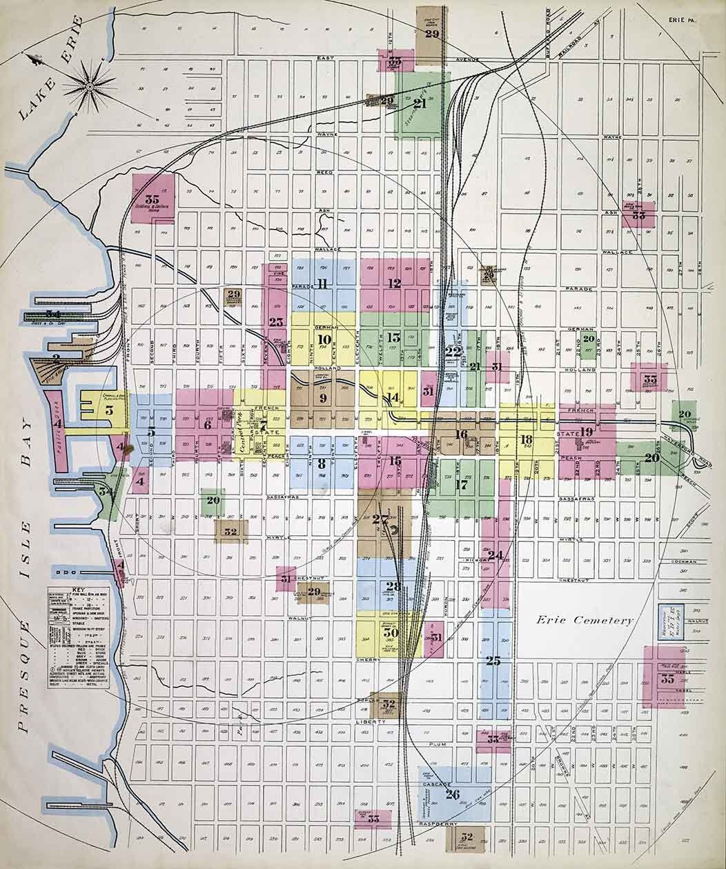 1888 Town Map of Erie County Pennsylvania