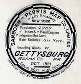 1891 Town Map Gettysburg Adam County Pennsylvania