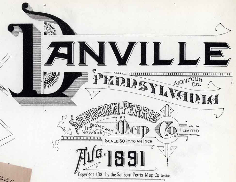 1891 Town Map of Danville Montour County Pennsylvania