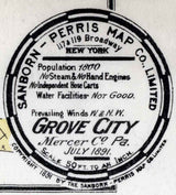 1891 Town Map of Grove City Mercer County Pennsylvania