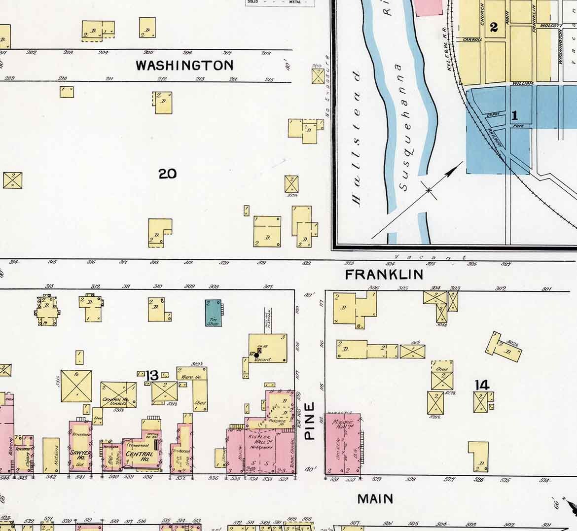 1892 Town Map of Great Bend Susquehanna County Pennsylvania