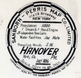 1896 Town Map of Hanover York County Pennsylvania