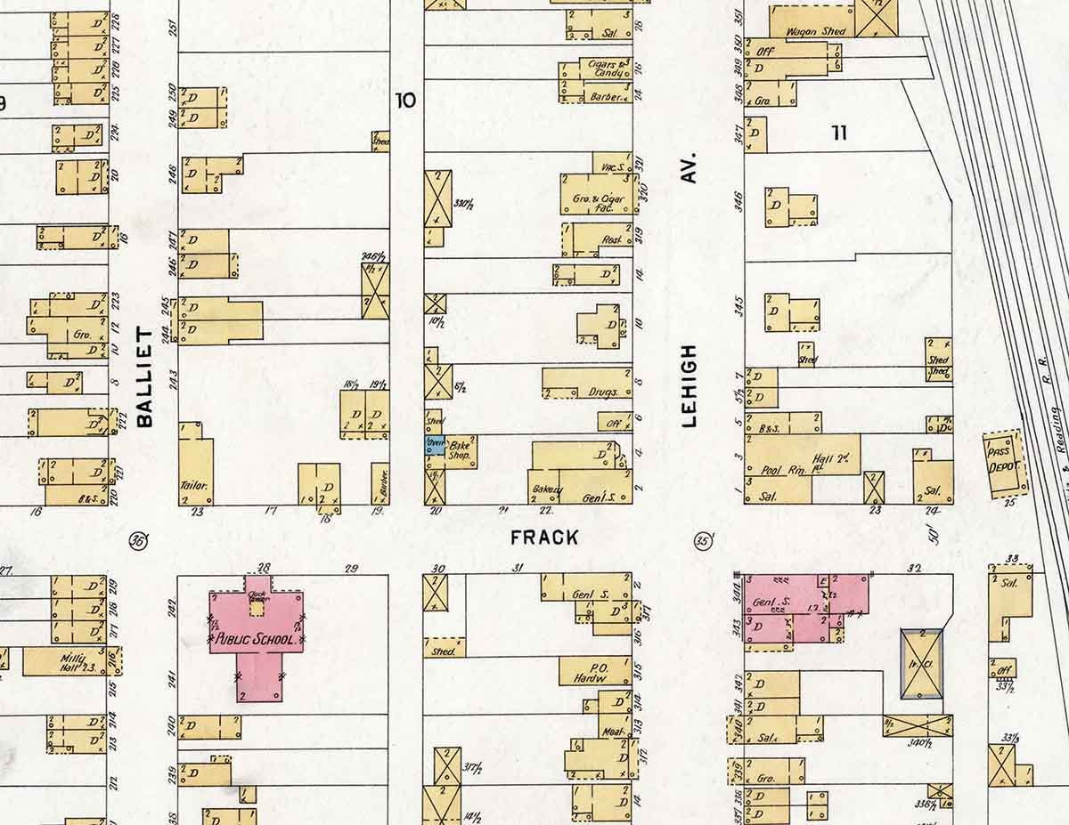 1898 Town Map of Frackville Schuylkill County Pennsylvania