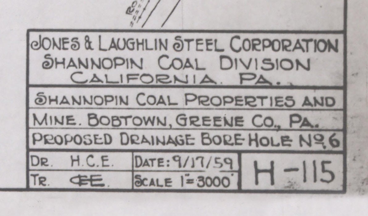 1959 Map of Shannopin Coal Mine Boundary Greene County Pa