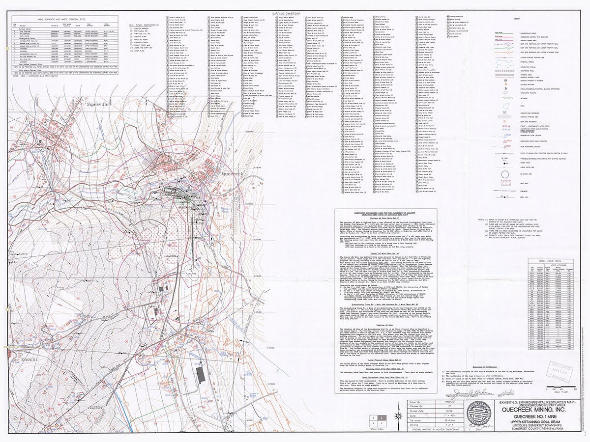 2008 Map of Quecreek Coal Mine Somerset County Pennsylvania Mine Disaster Area