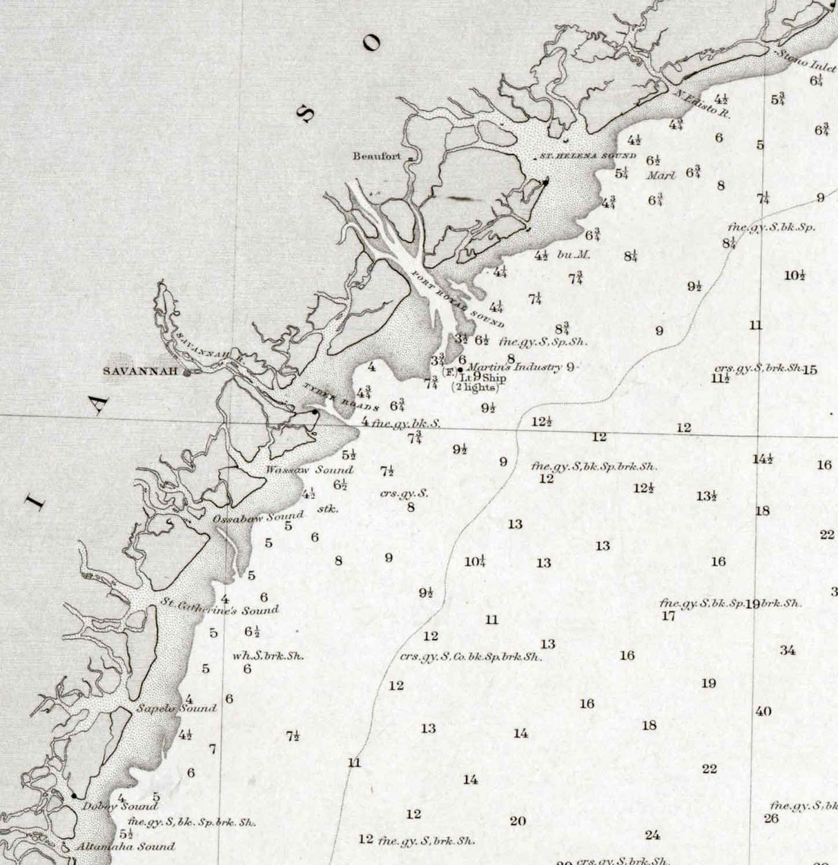 1863 Nautical Map of Cape Hatteras to Mosquito Inlet North Carolina