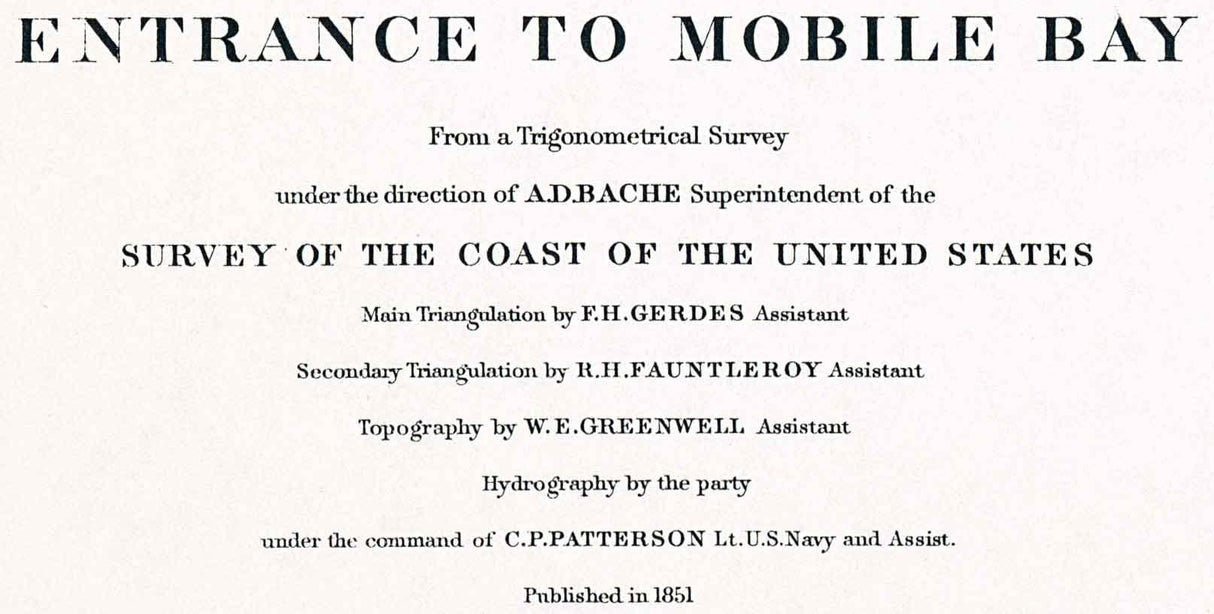 1851 Nautical Map of Mobile Bay Alabama