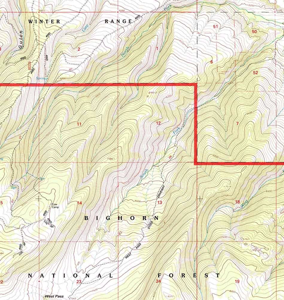 1993 Topo Map of West Pass Wyoming WY