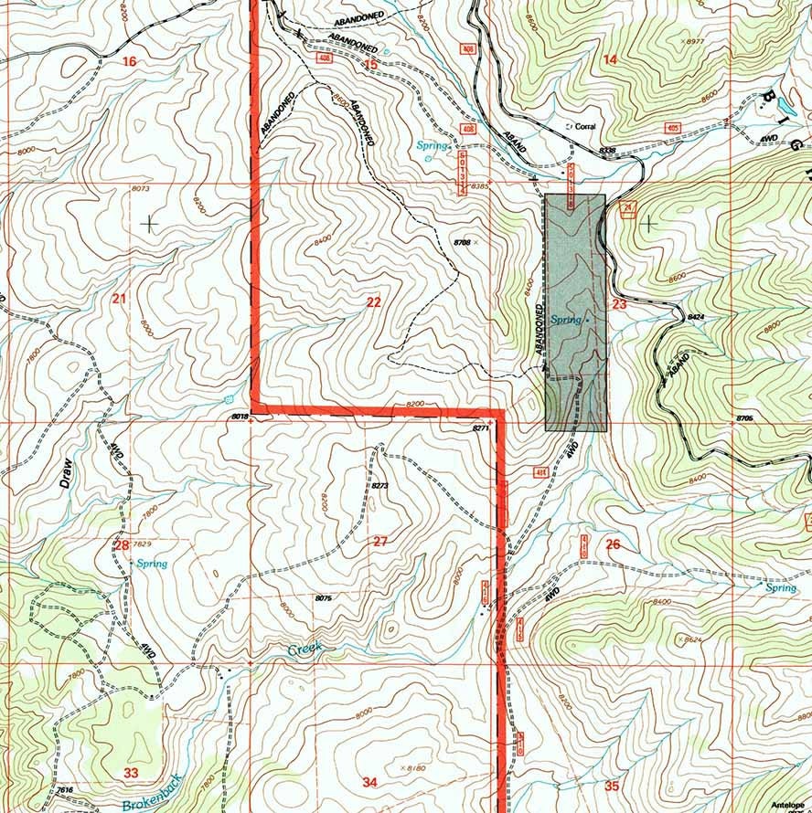 1993 Topo Map of Brokenback Narrows Wyoming WY Bighorn Forest