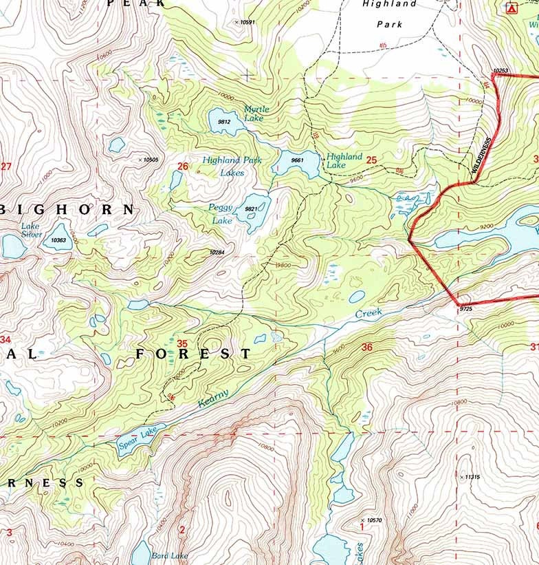 1993 Topo Map of Cloud Peak Wyoming WY Bighorn Forest