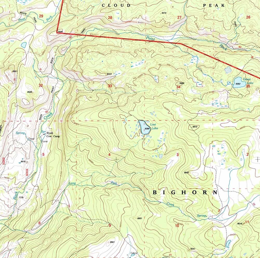 1993 Topo Map of Lake Solitude Wyoming WY Bighorn Forest