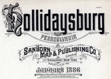 1886 Town Map of Hollidaysburg Blair County Pennsylvania