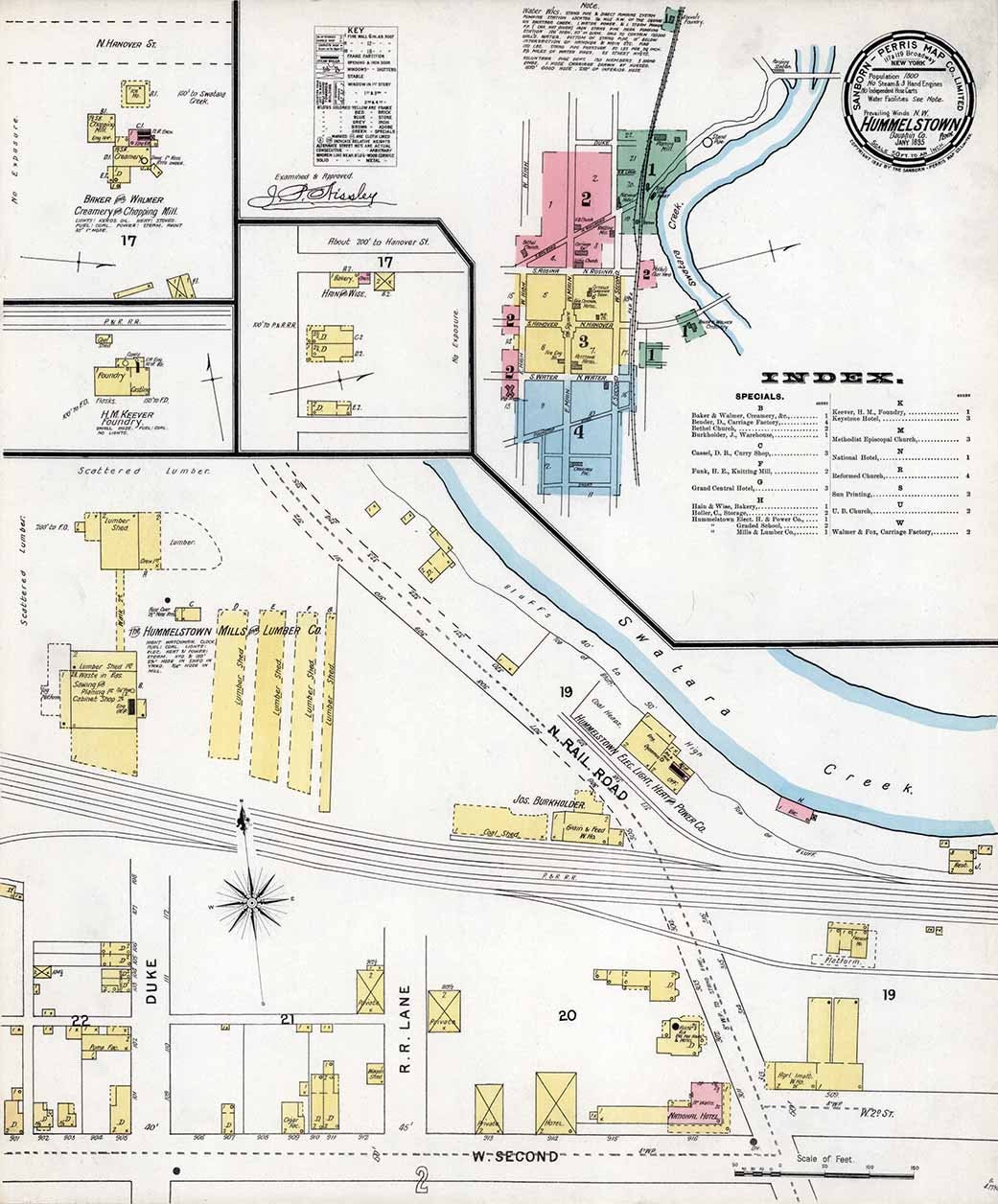 1895 Town Map of Hummelstown Dauphin County Pennsylvania