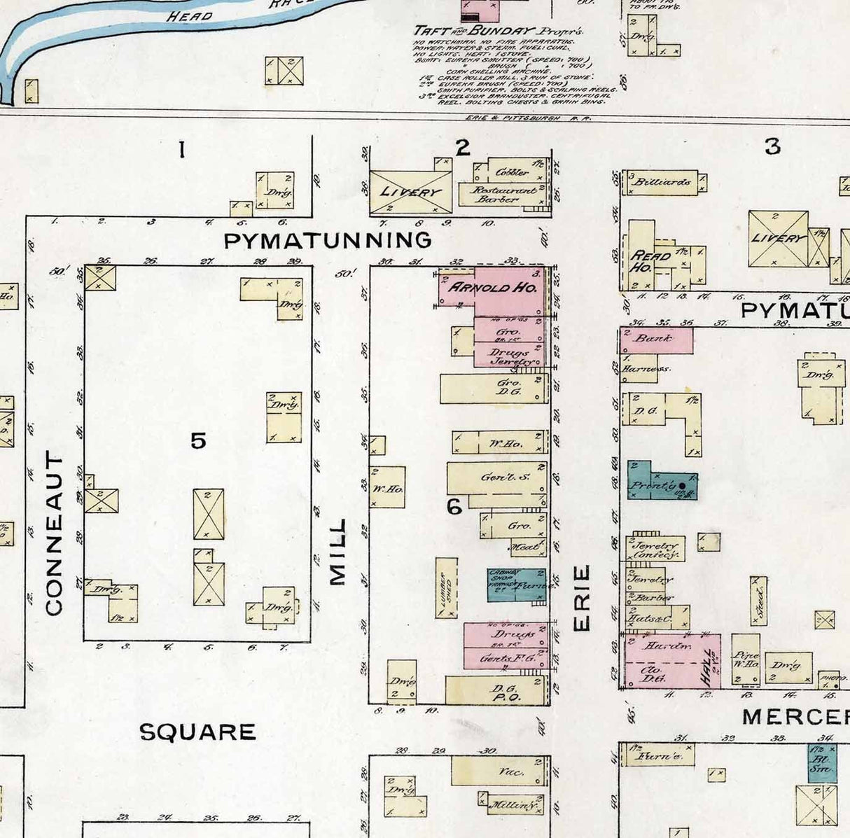 1886 Town Map of Linesville Crawford County Pennsylvania