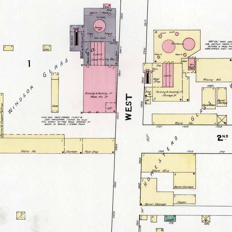 1891 Town Map of Homestead Allegheny County Pennsylvania