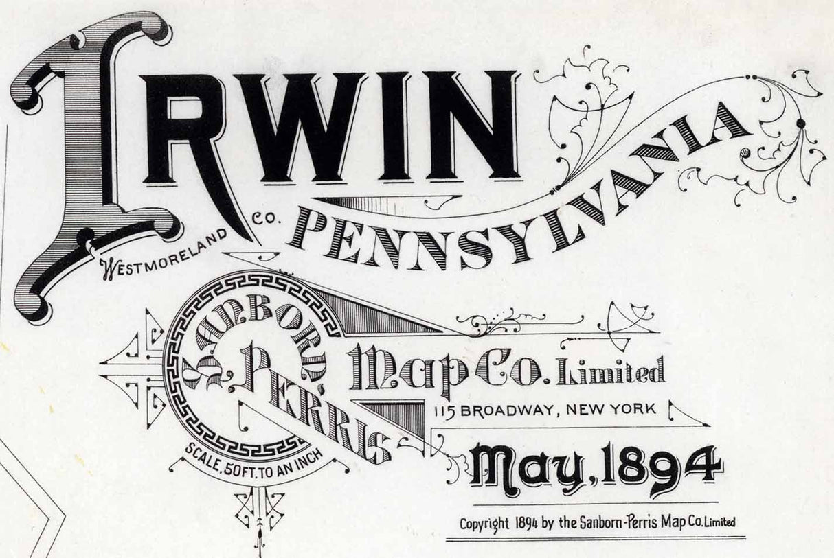 1894 Town Map of Irwin Westmoreland County Pennsylvania