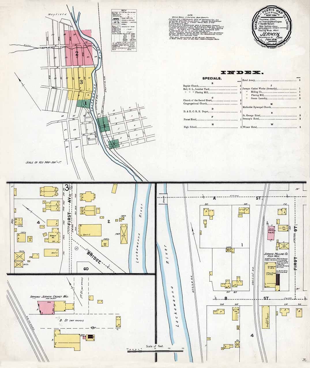 1896 Town Map of Jermyn Lackawanna County Pennsylvania