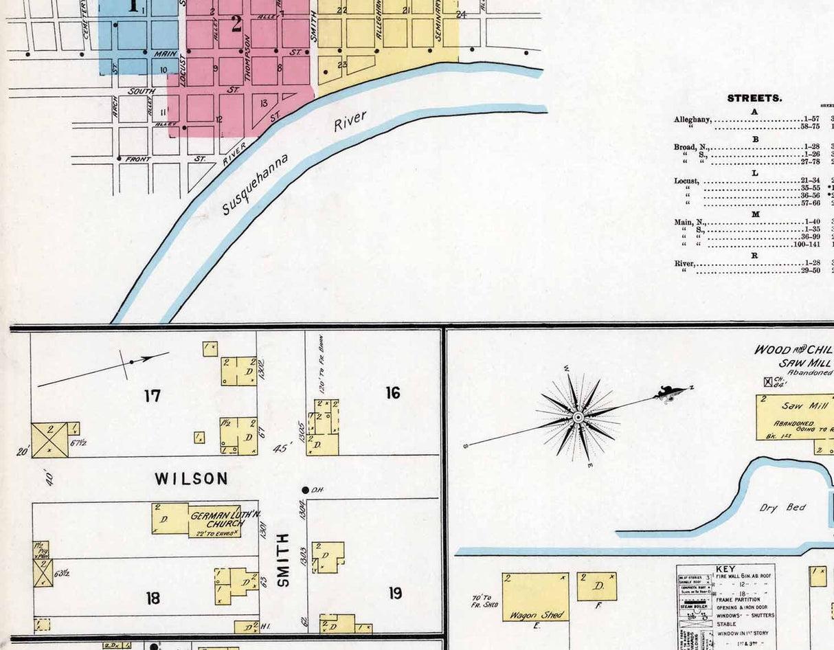 1896 Town Map of Jersey Shore Lycoming County Pennsylvania