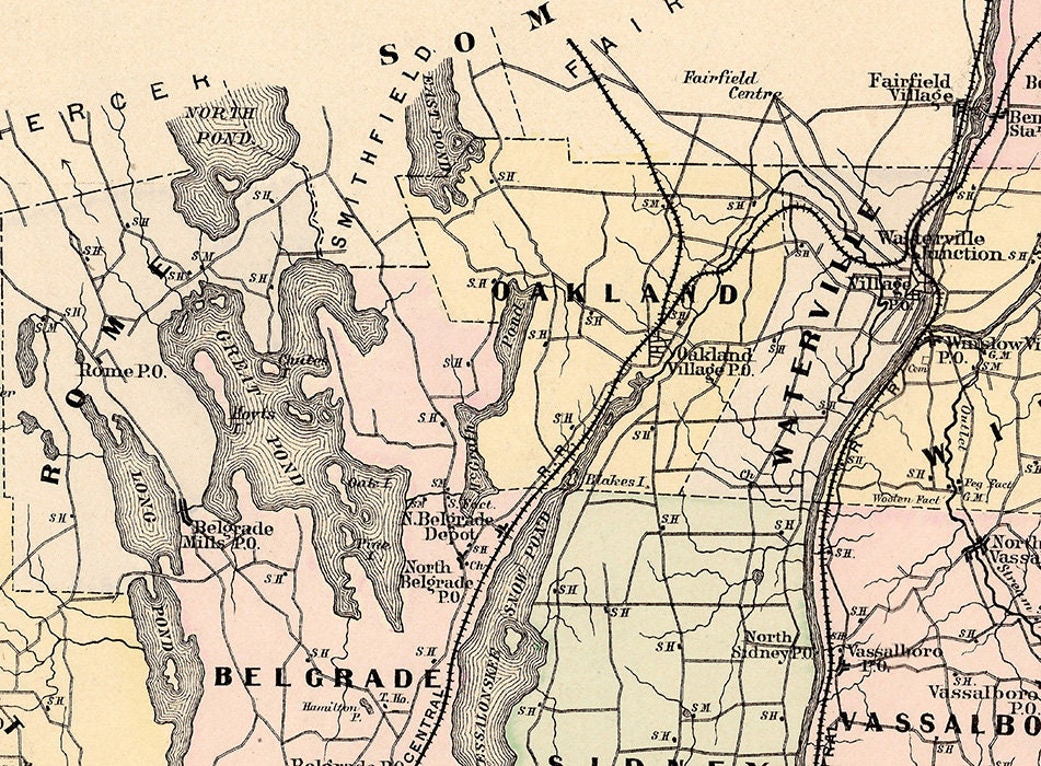 1884 Map of Kennebec County Maine