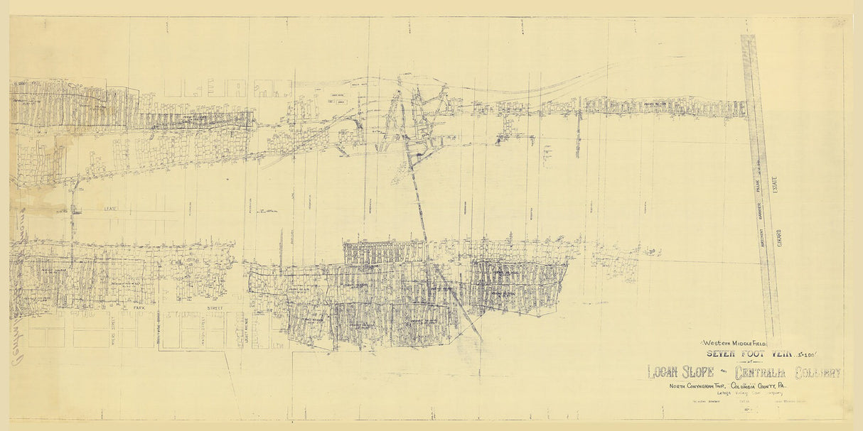 1929 Map of Centralia Colliery Columbia County PA