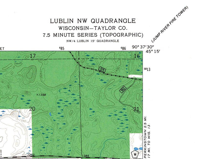 1969 Topo Map of Lublin Quadrangle Taylor County Wisconsin Chequamegon Lake