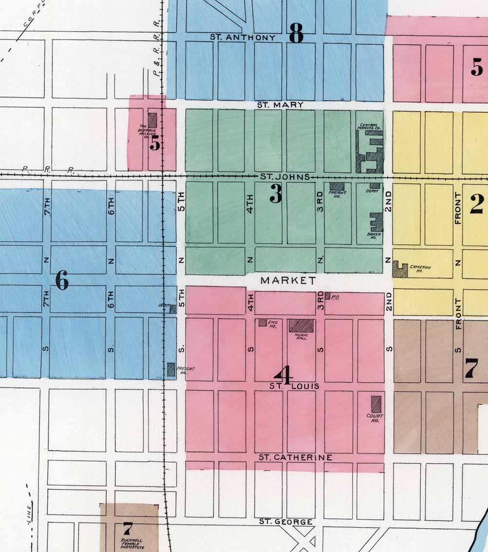 1890 Town Map of Lewisburg Union County Pennsylvania